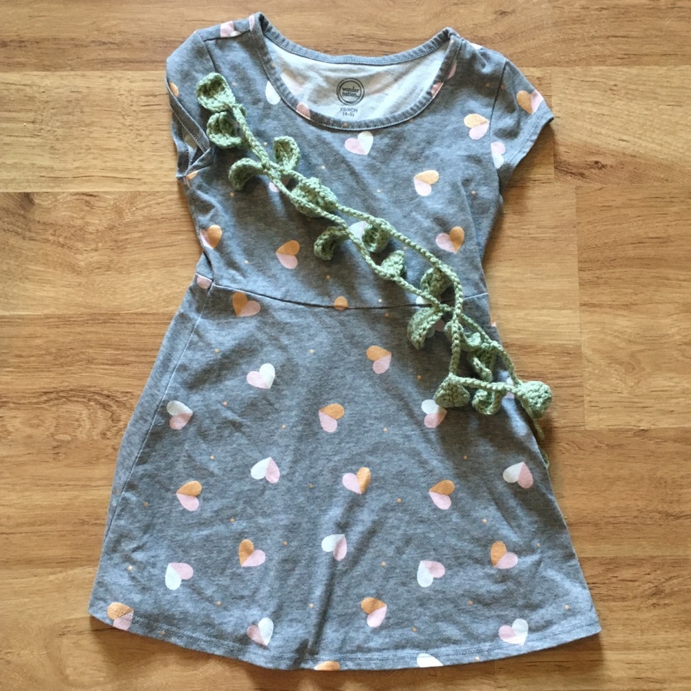 🌷Wonder Nation Grey Heart Skater Dress Kids XS🌷
